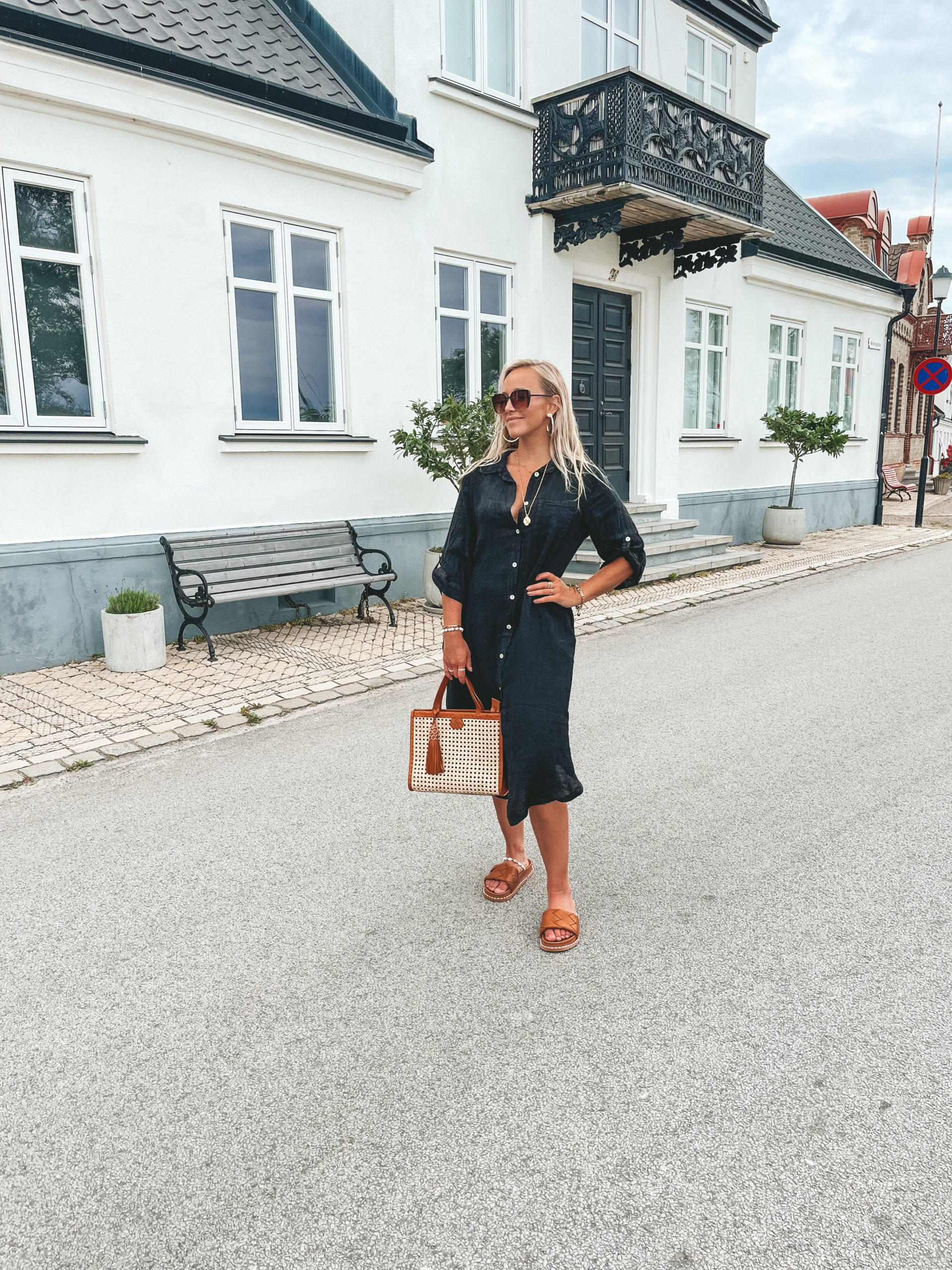 Skjortklänning - Linne - Svart - Bild 3