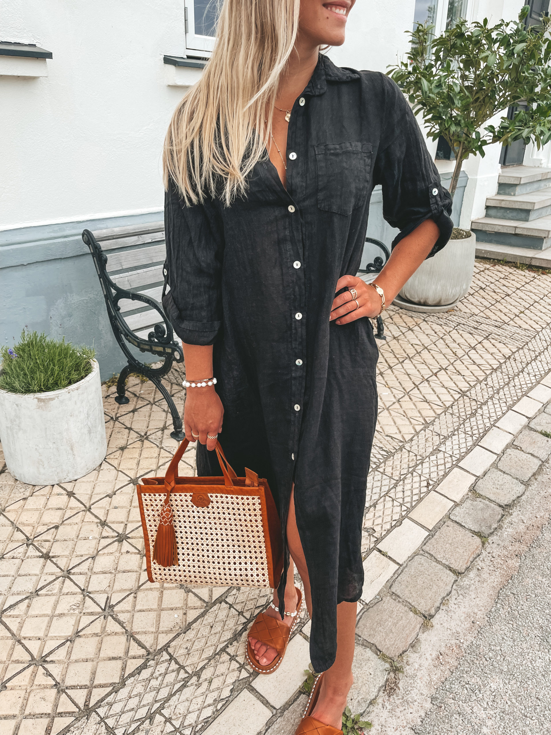 Skjortklänning - Linne - Svart