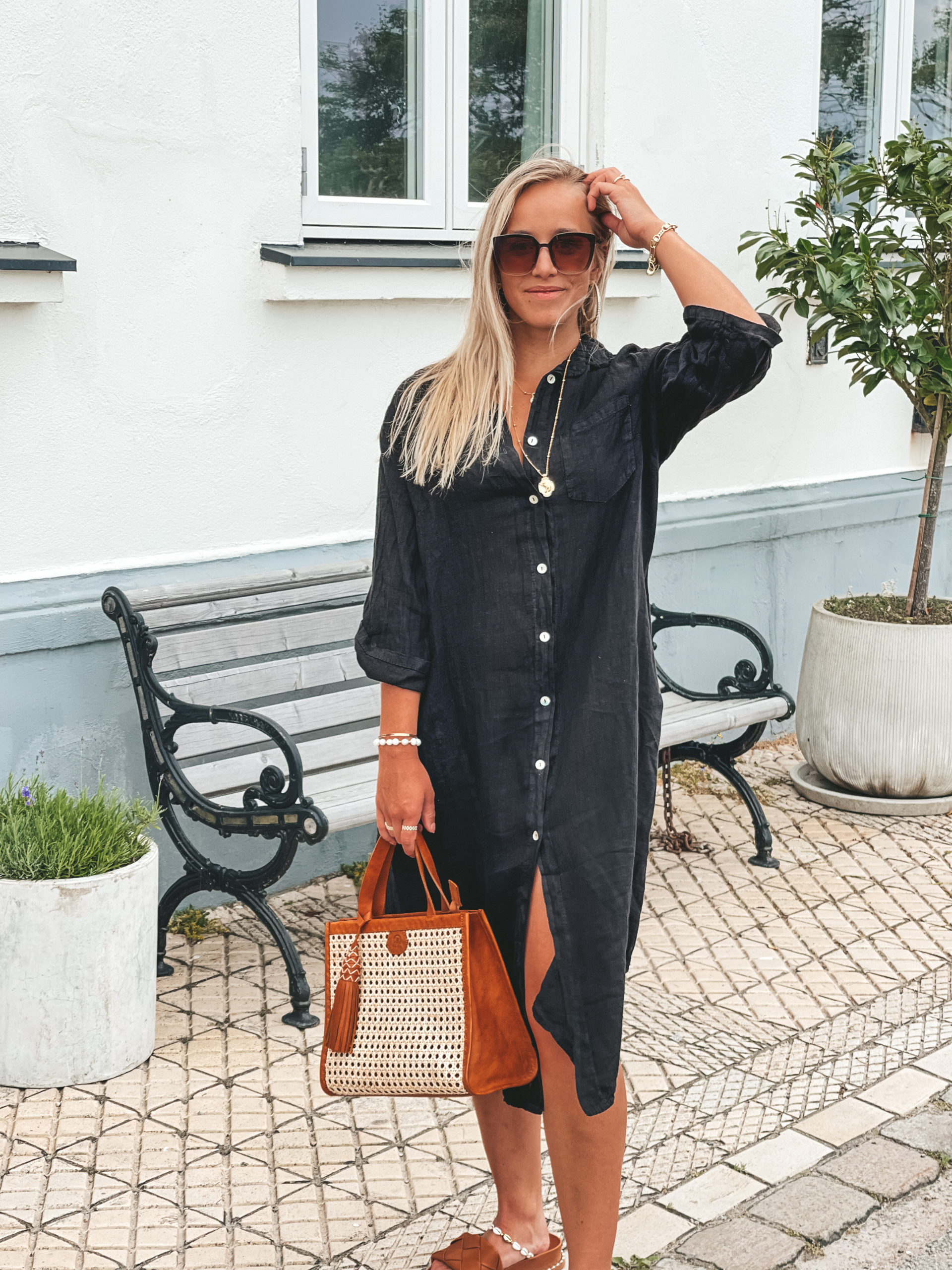 Skjortklänning - Linne - Svart - Bild 2