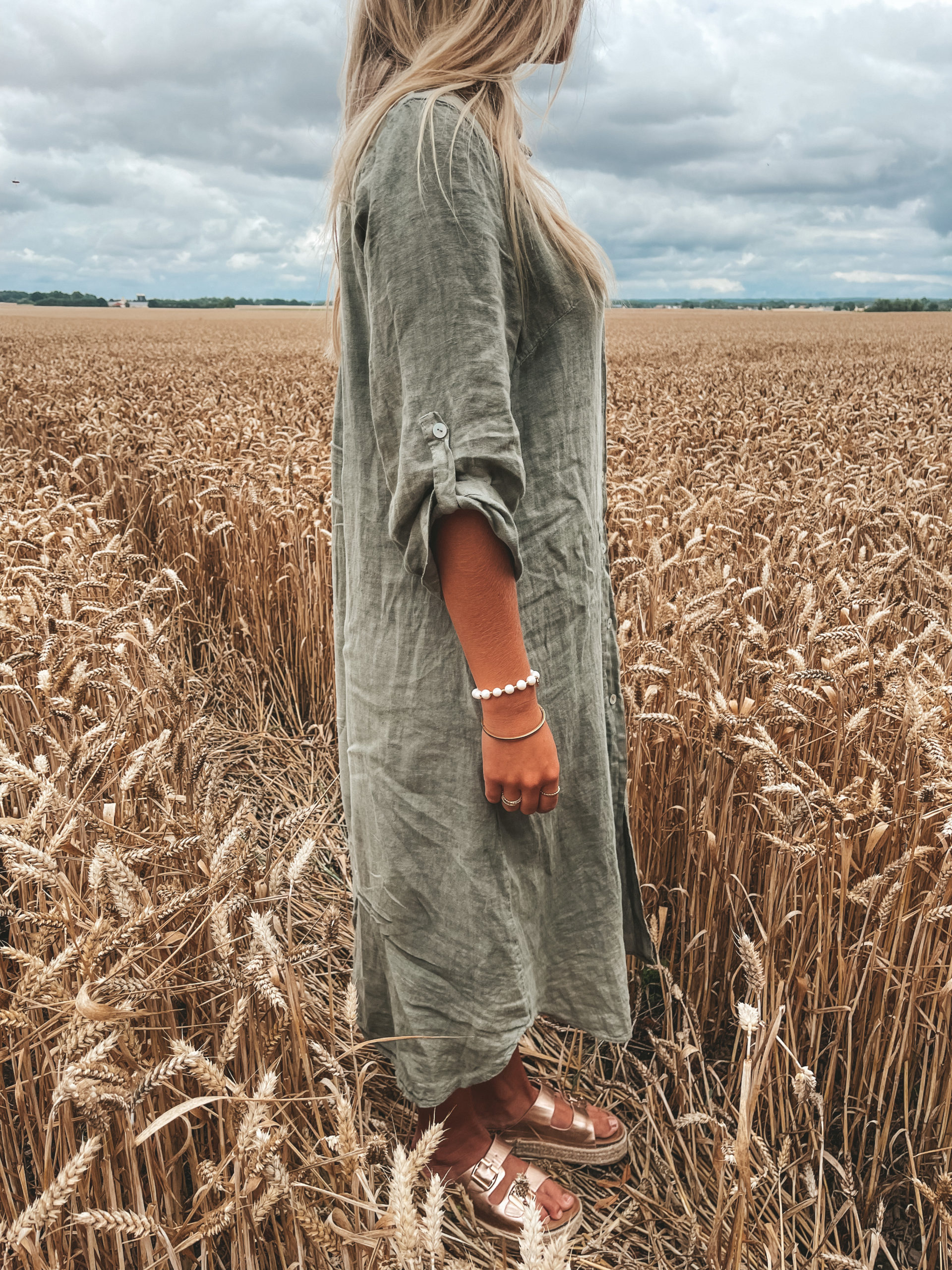 Skjortklänning - Linne - Khaki - Bild 5