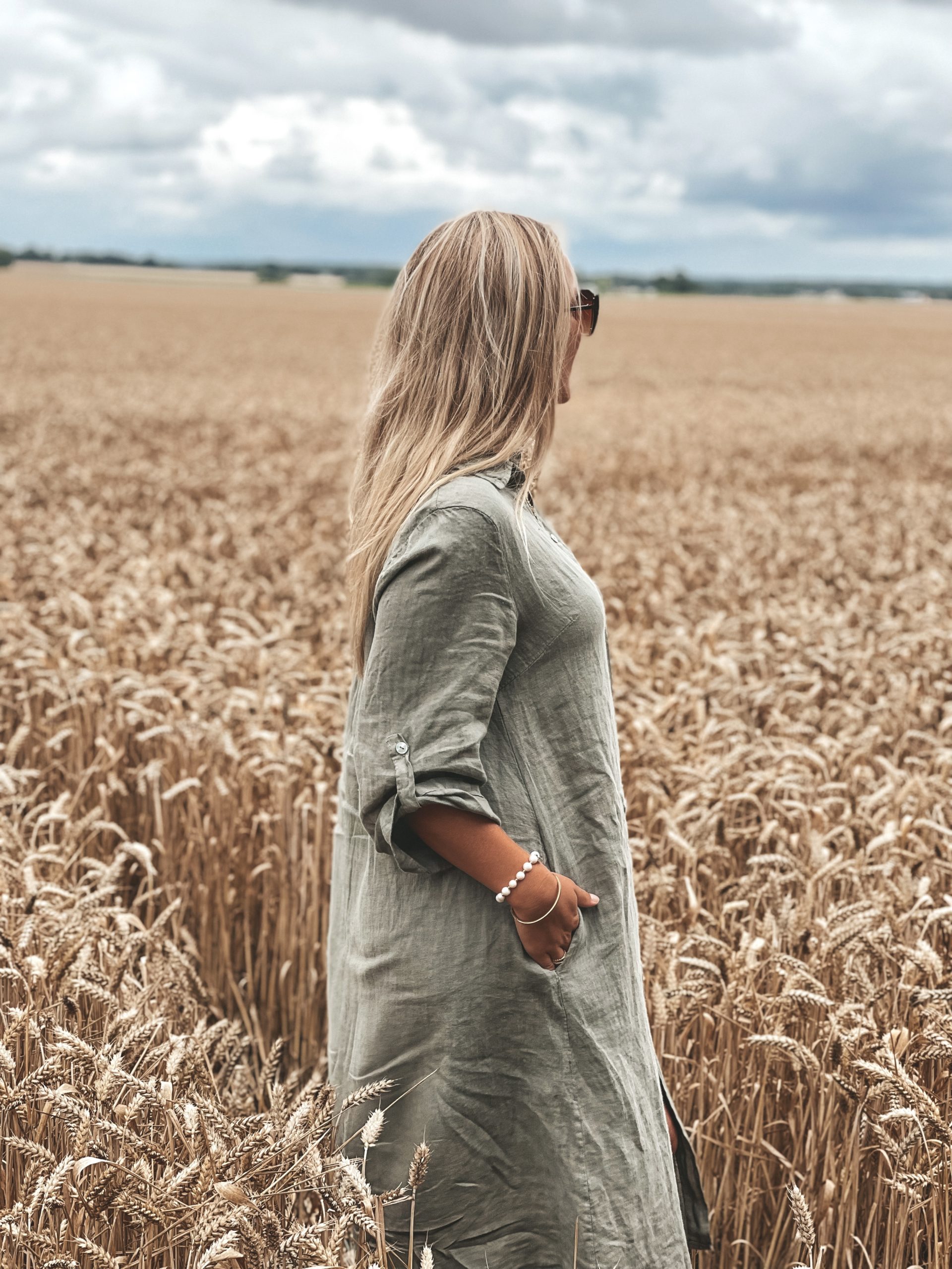 Skjortklänning - Linne - Khaki - Bild 4