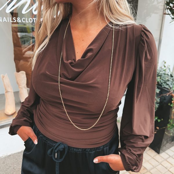 Vattenfallsringad Blus - Chocolate