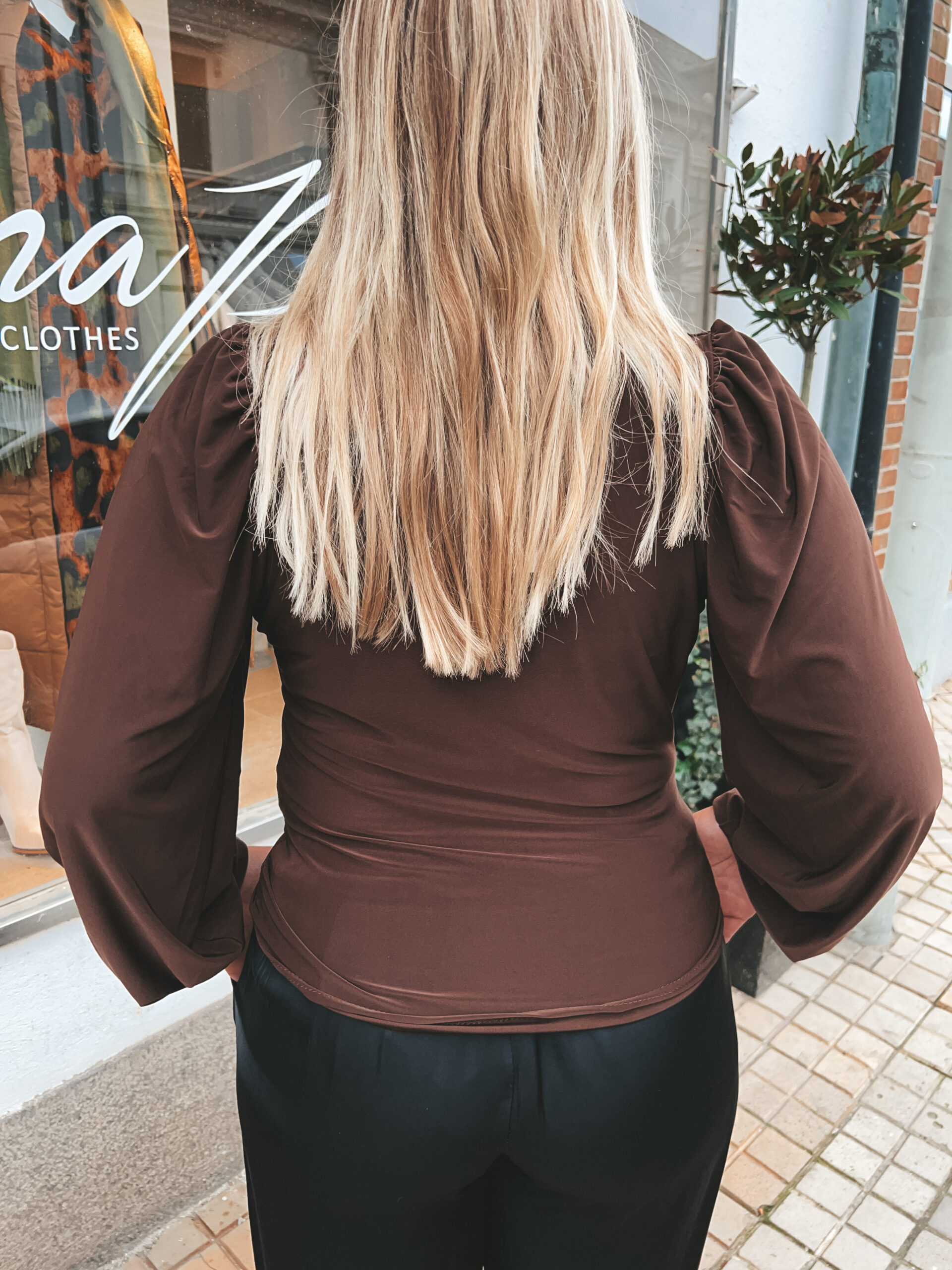 Vattenfallsringad Blus - Chocolate - Bild 6