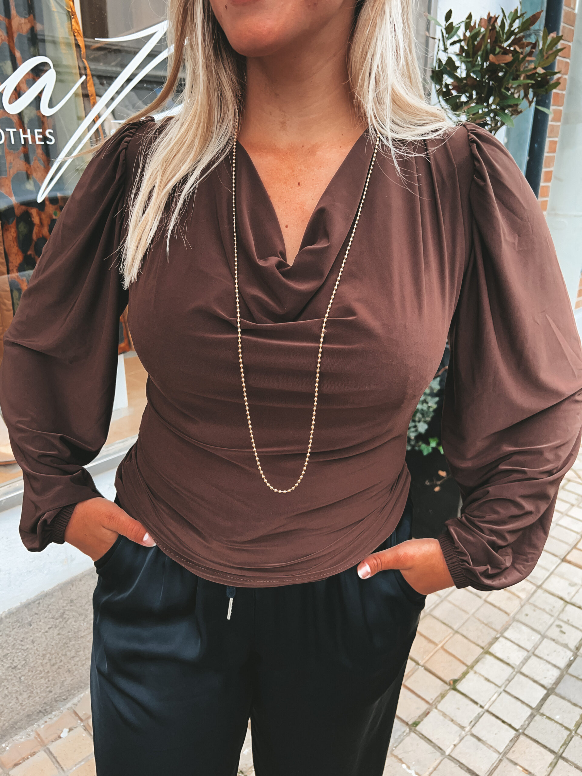 Vattenfallsringad Blus - Chocolate - Bild 4