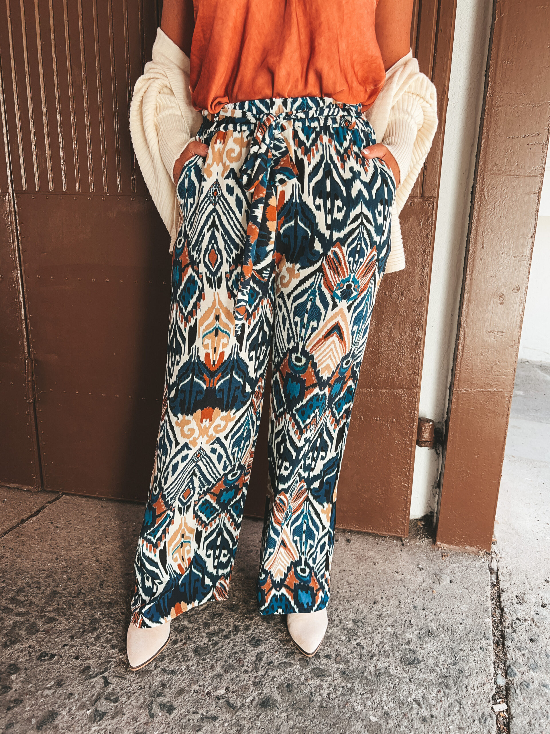 Mönstrad Viskosbyxa - Blå