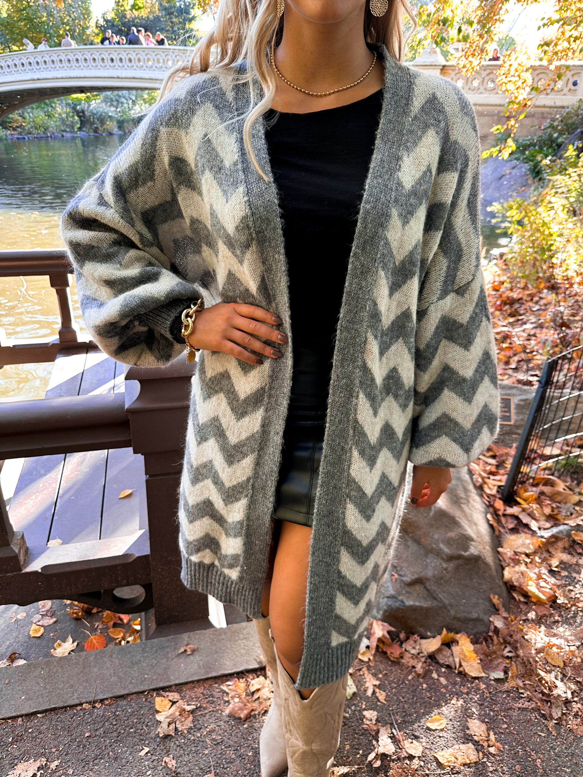 Grå Långkofta - Zick Zack - Bild 3