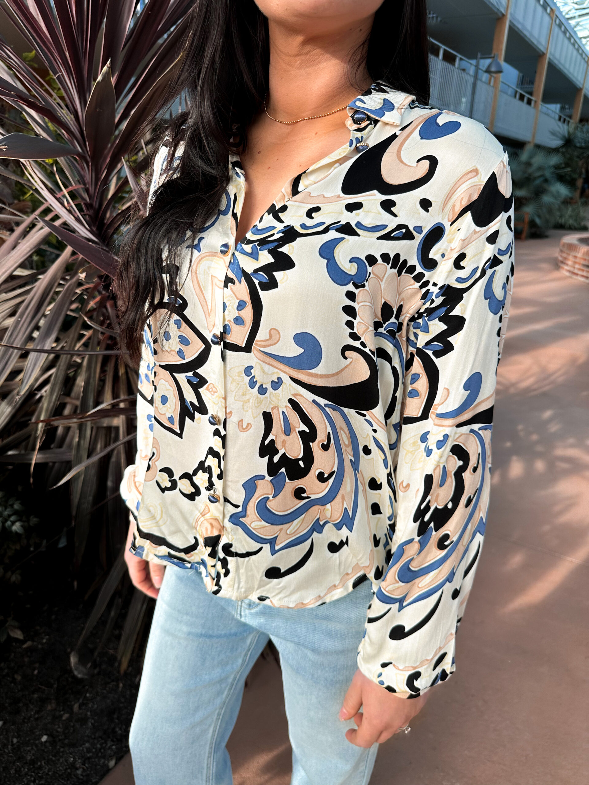 Blå Paisleymönstrad Blus