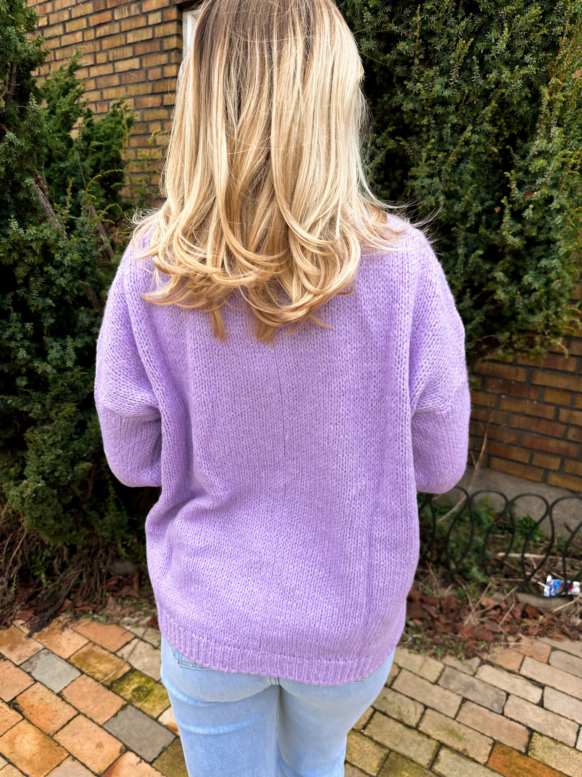 Stickad Tröja - Lila - Bild 4