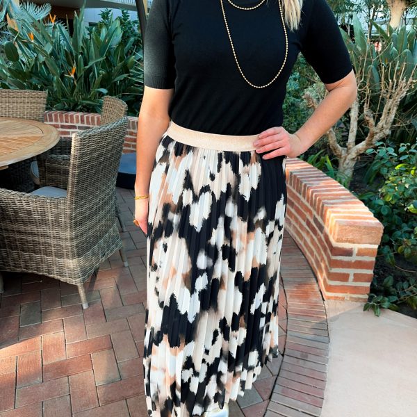 Plisserad Kjol - Svart Mönstrad