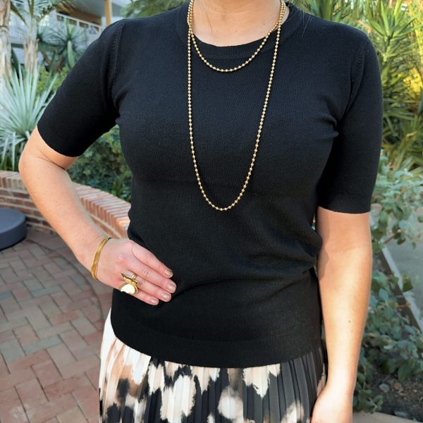 Stickad Mjuk Topp - Svart