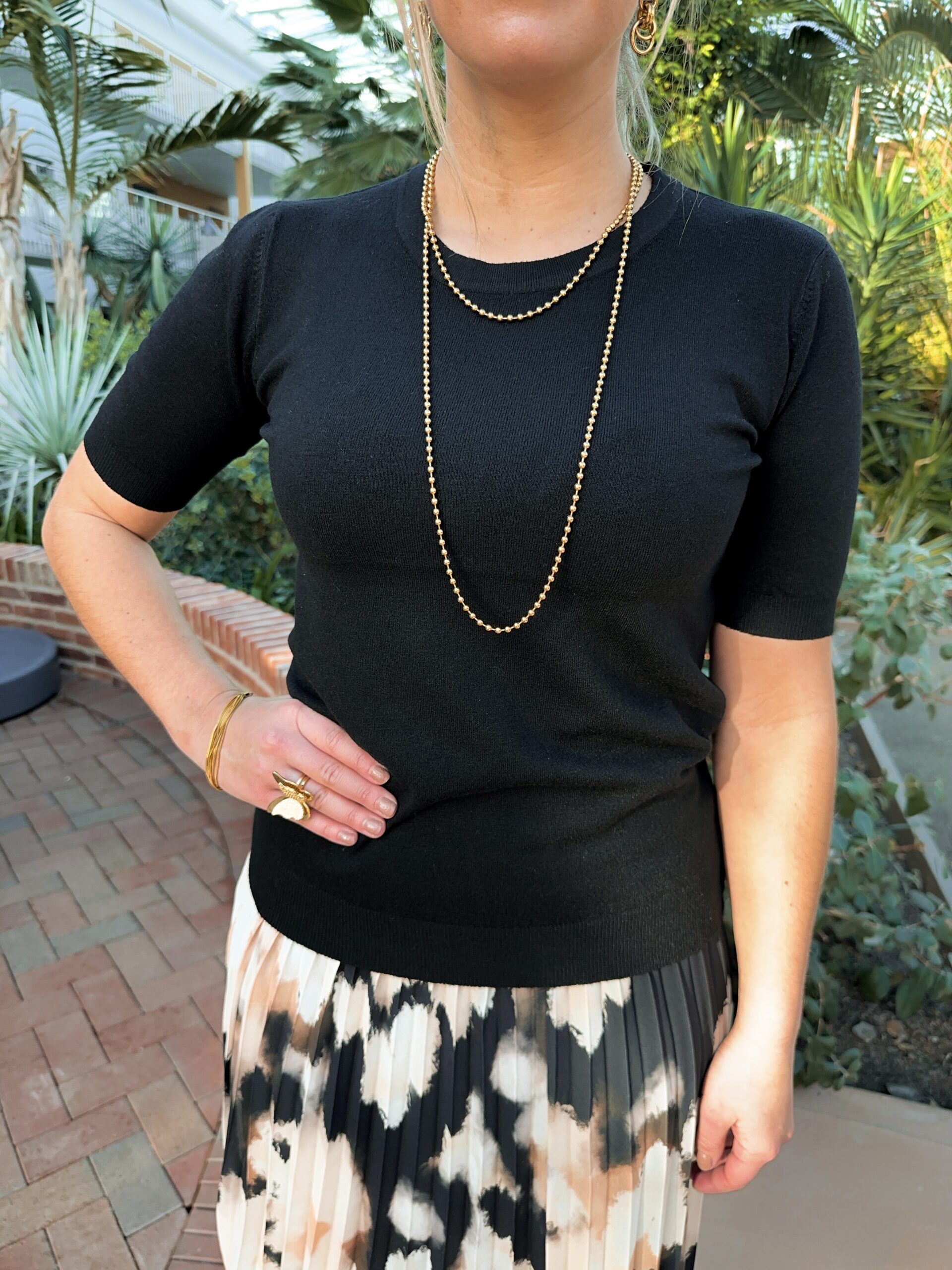 Stickad Mjuk Topp - Svart