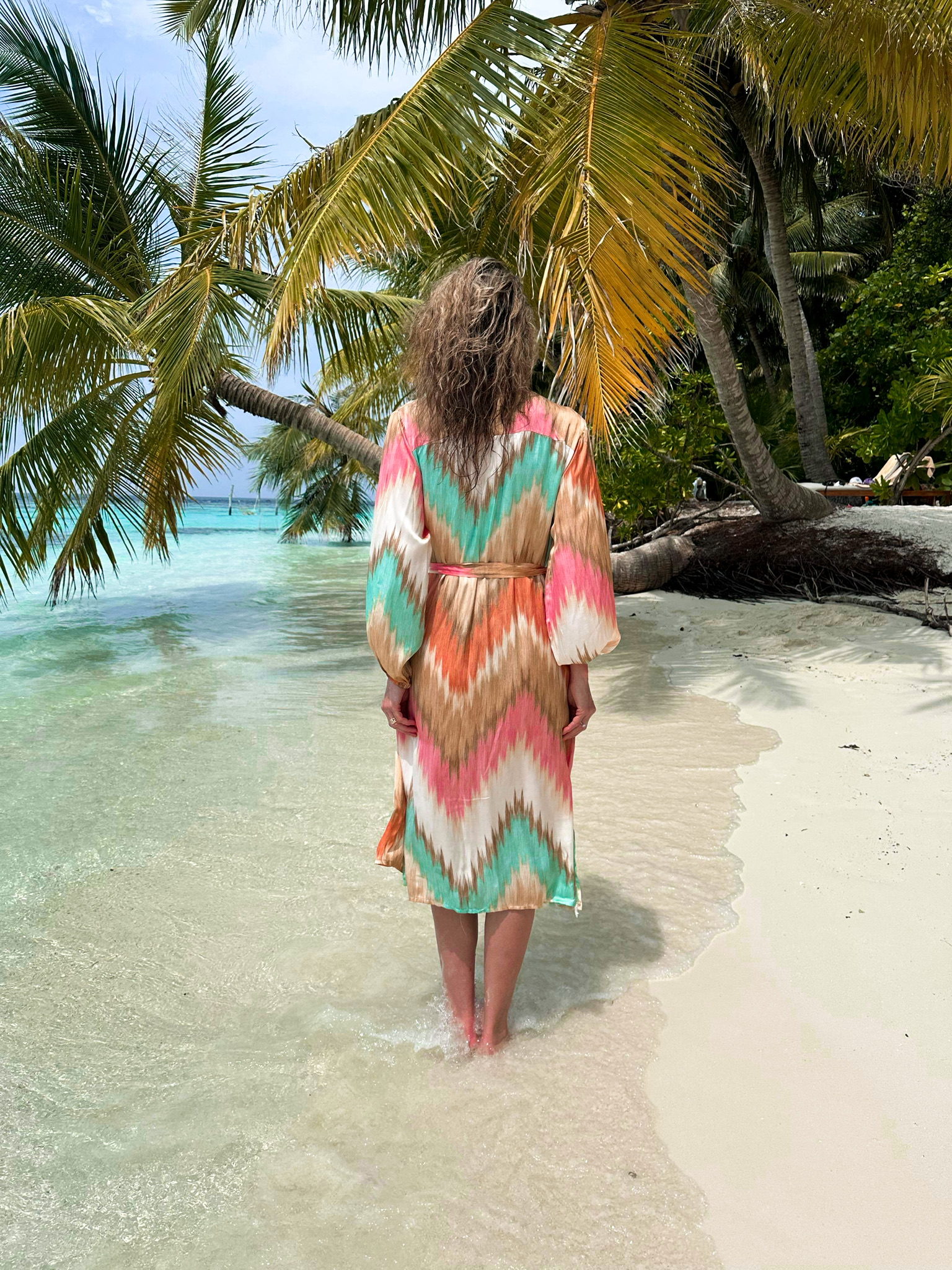 Mönstrad Silkesklänning - Multifärgad - Bild 4