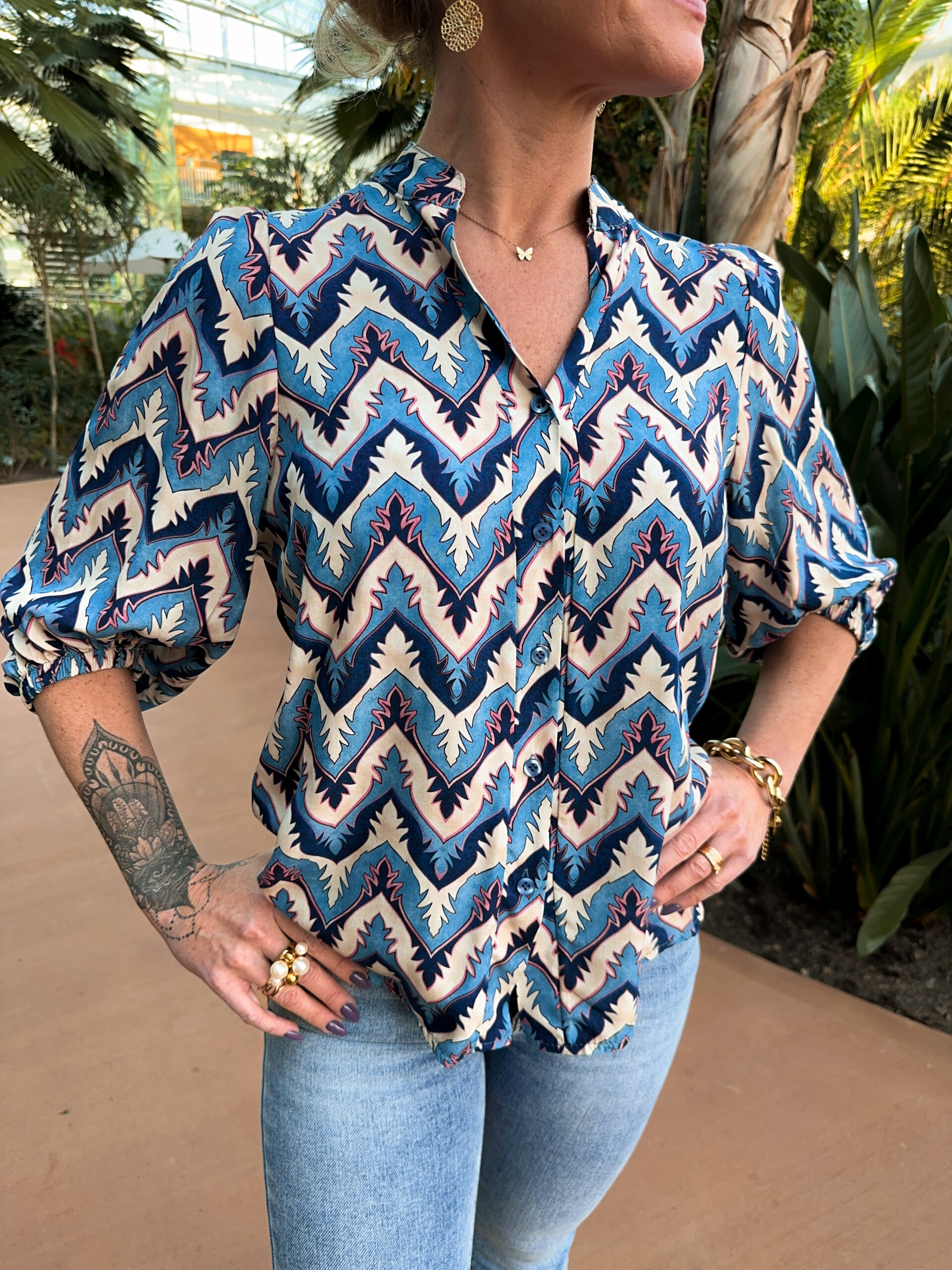 Viskosblus - Blue Scoro