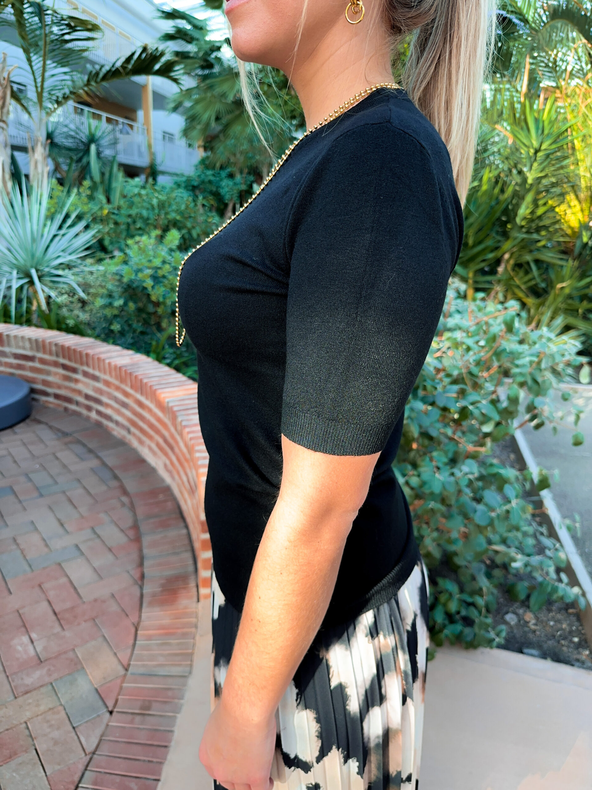 Stickad Mjuk Topp - Svart - Bild 3