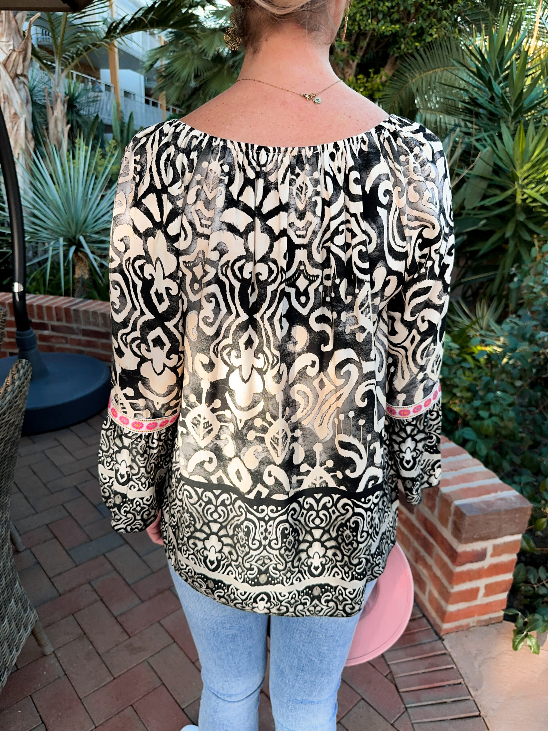 Viskosblus - Paisley - Svart/Rosa - Bild 4