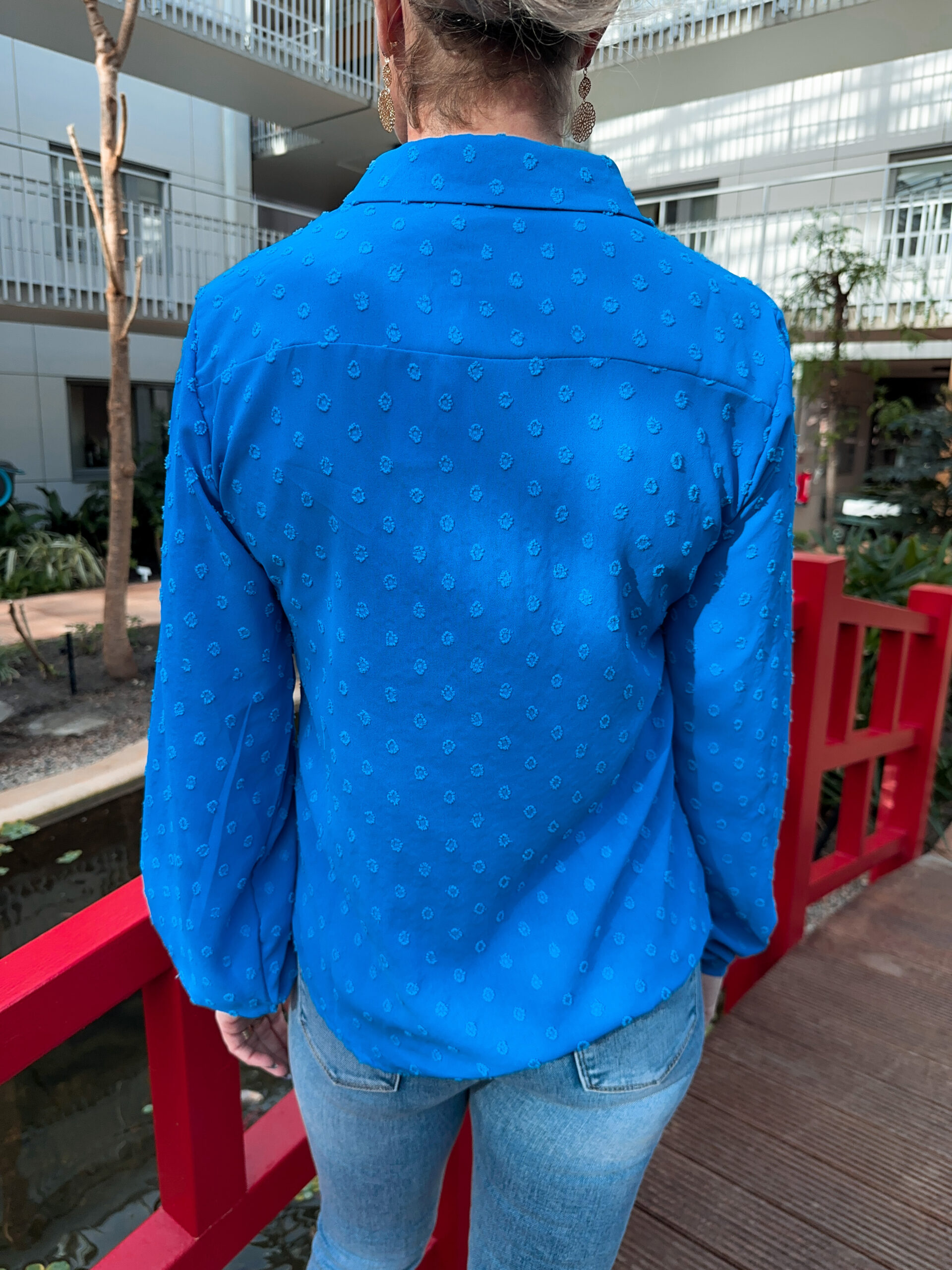 Blå Skjortblus - Dots - Bild 4