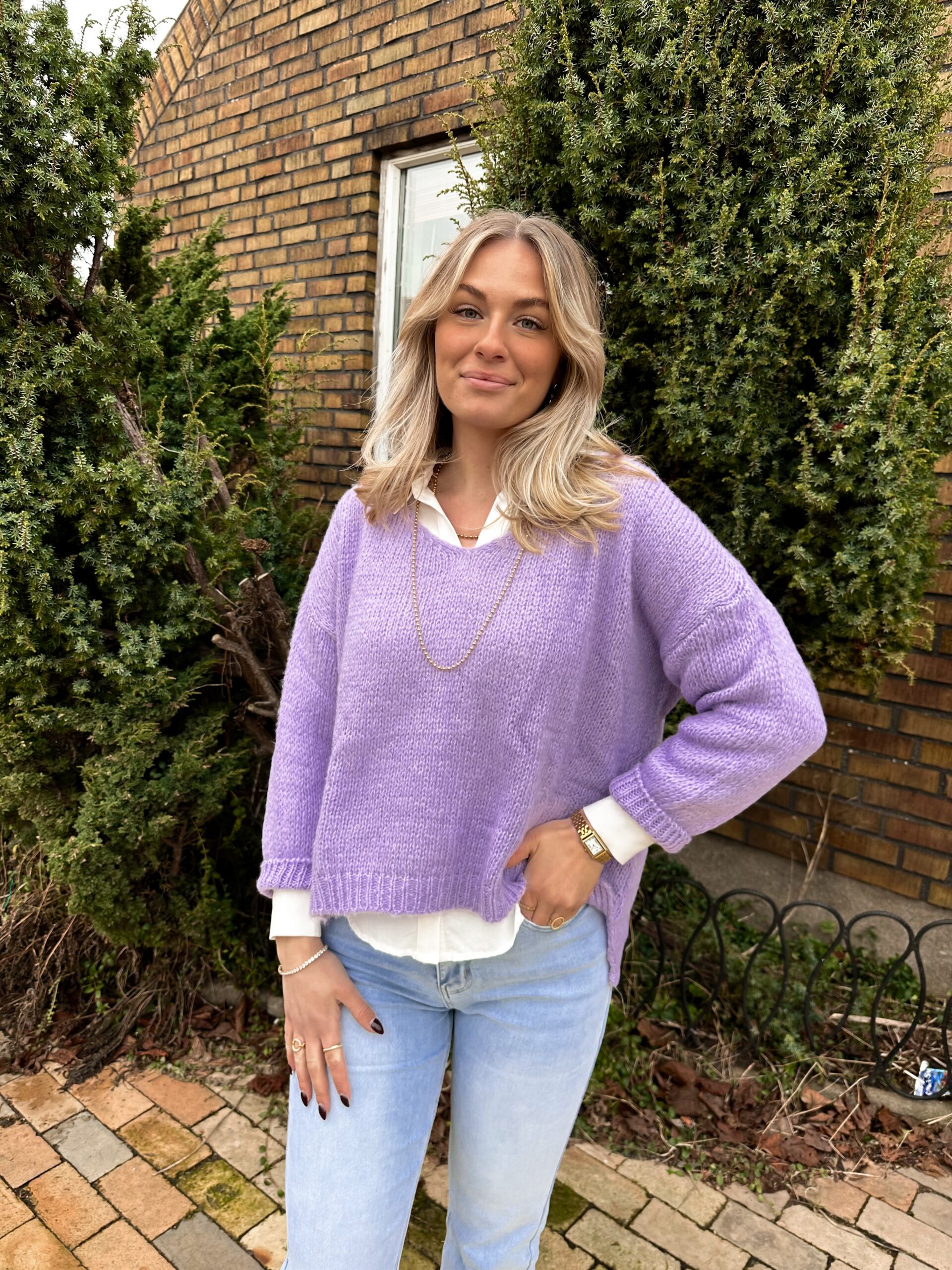 Stickad Tröja - Lila - Bild 2