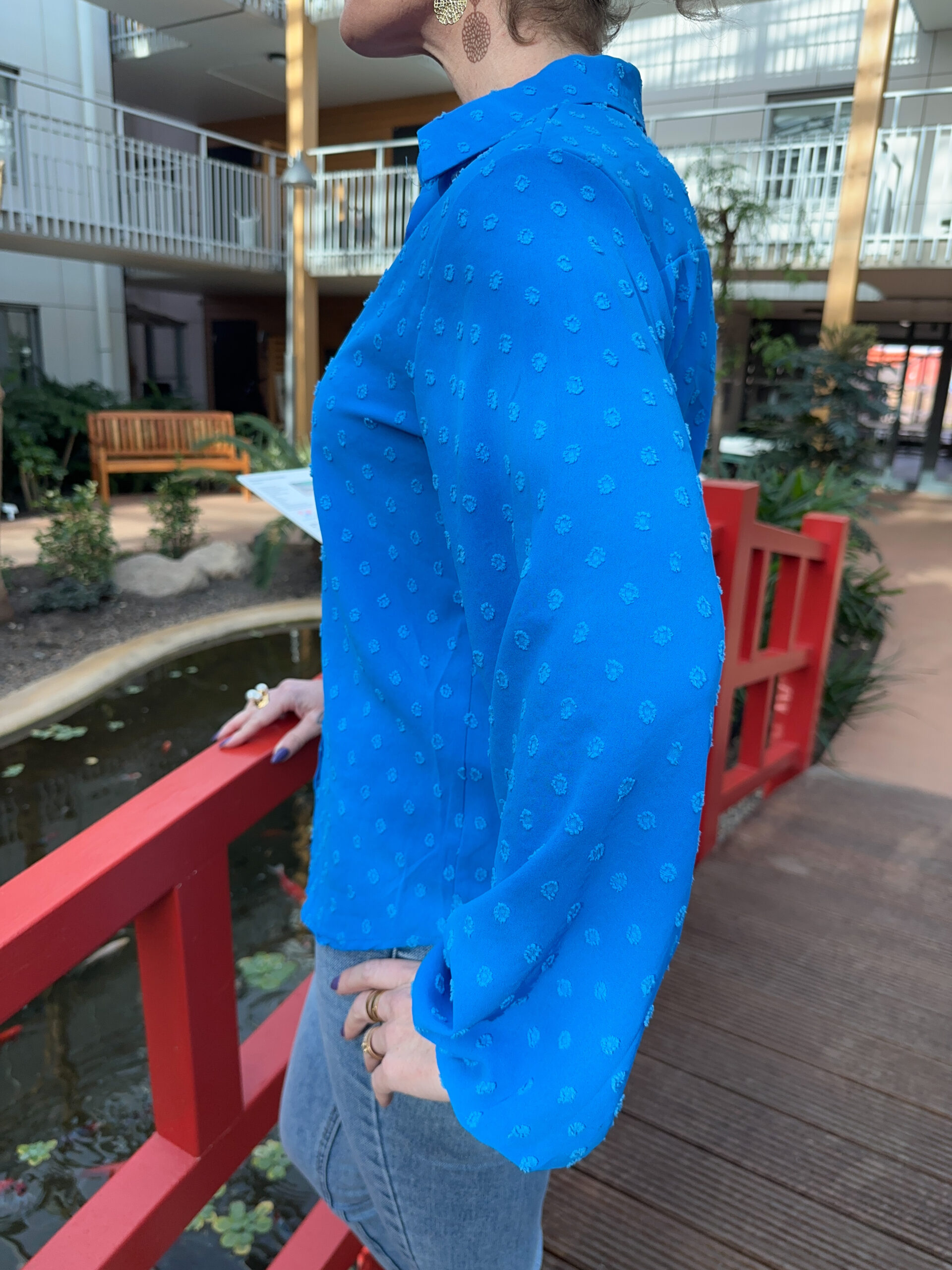 Blå Skjortblus - Dots - Bild 3