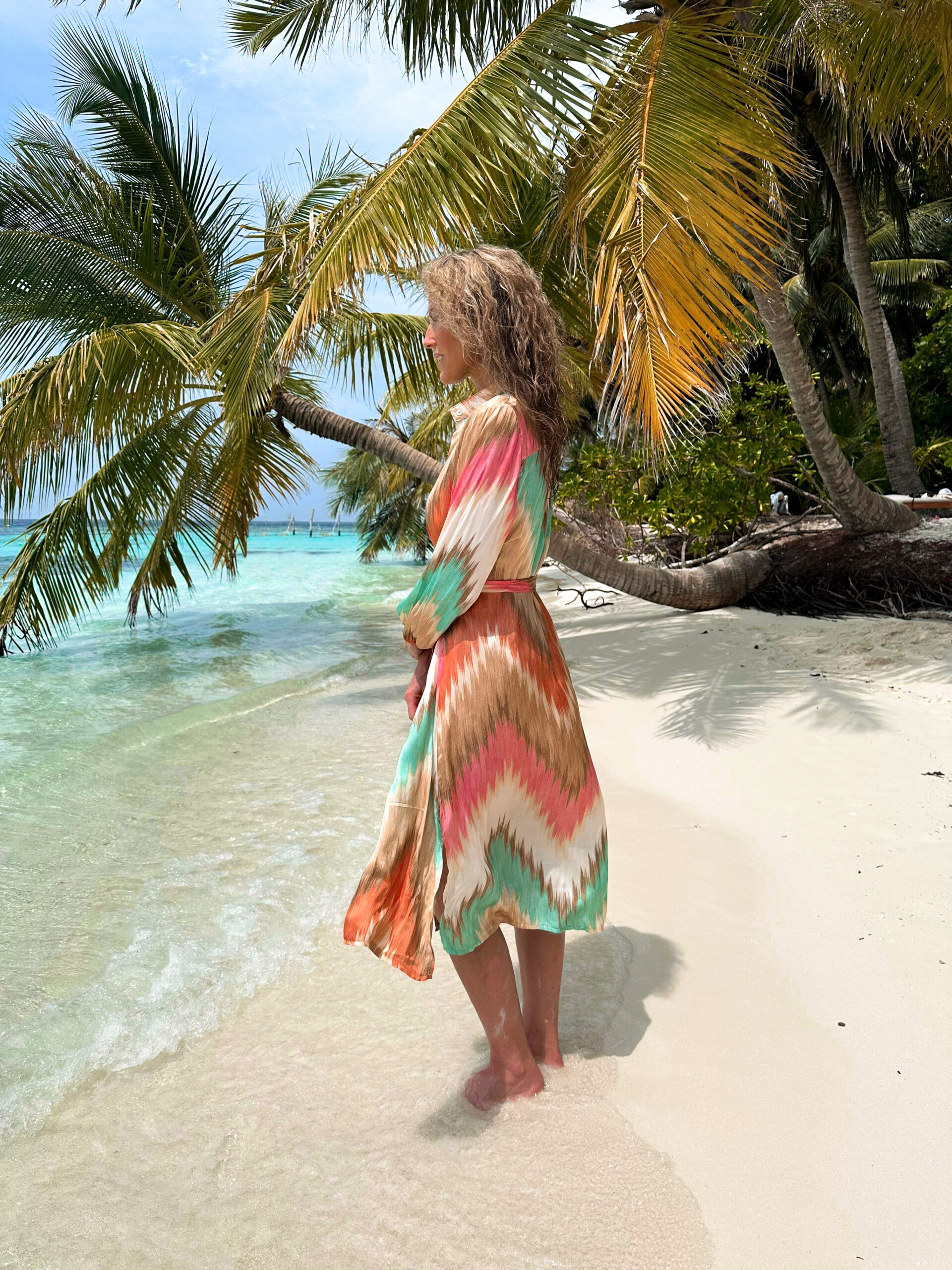 Mönstrad Silkesklänning - Multifärgad - Bild 3