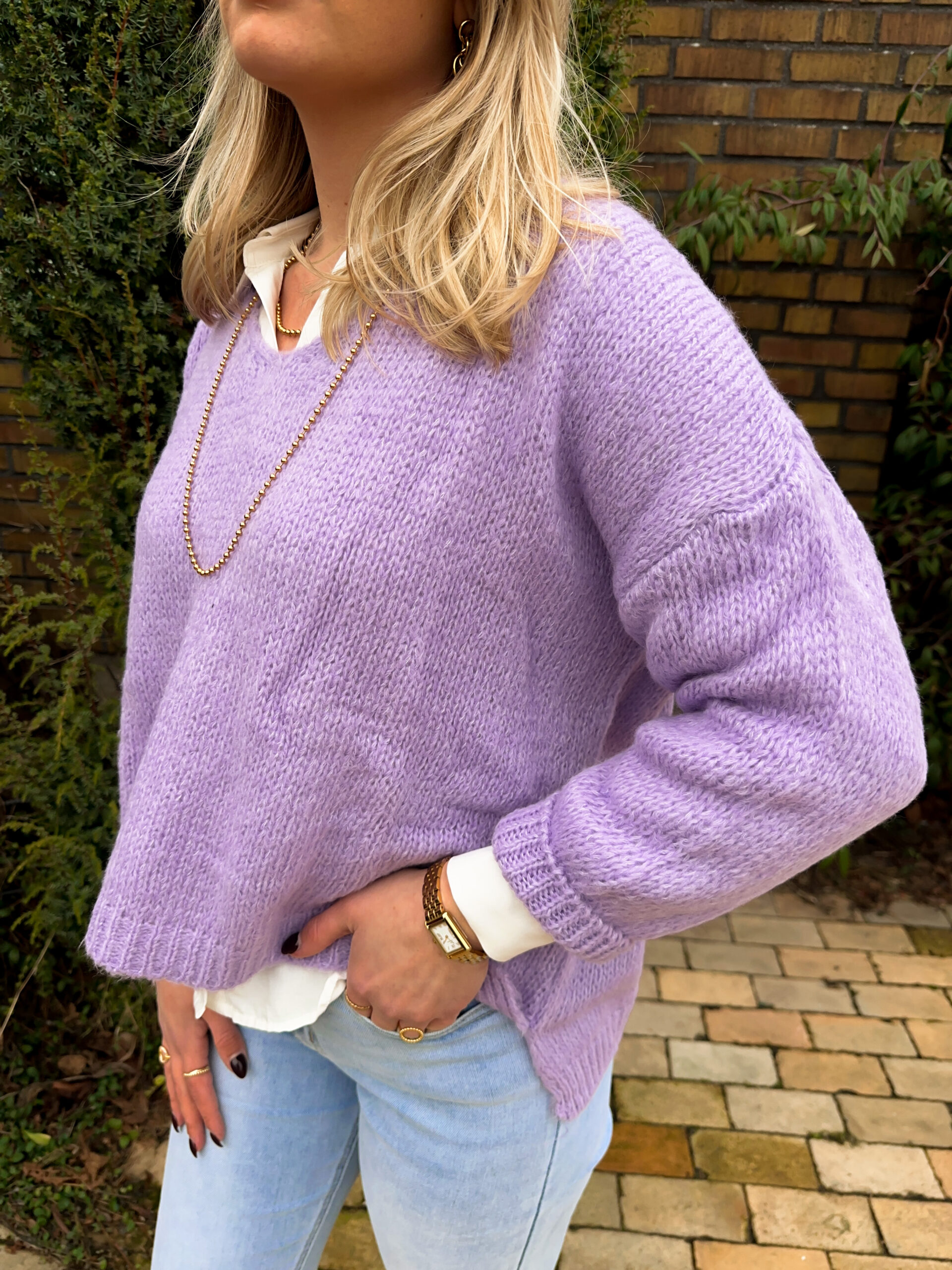 Stickad Tröja - Lila - Bild 3