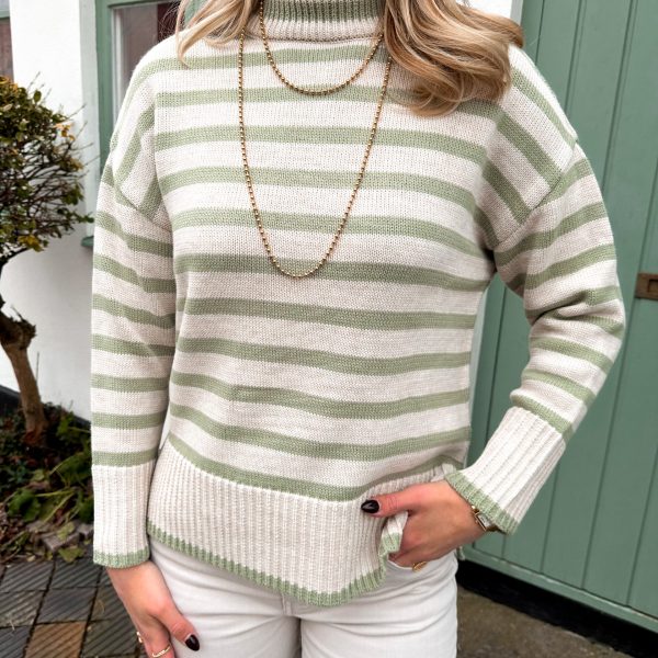 Randig Tröja - Grön/Cream
