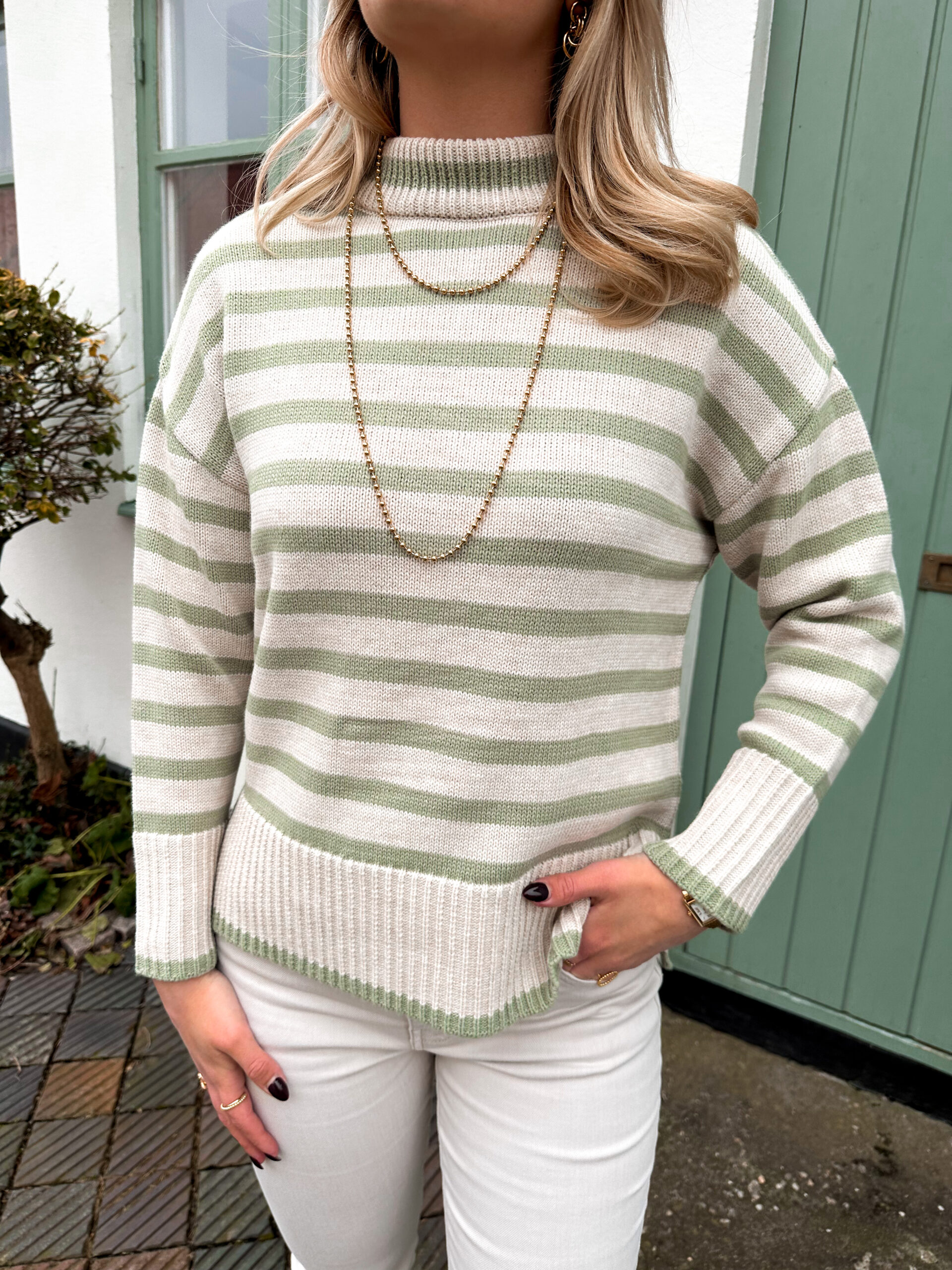 Randig Tröja - Grön/Cream