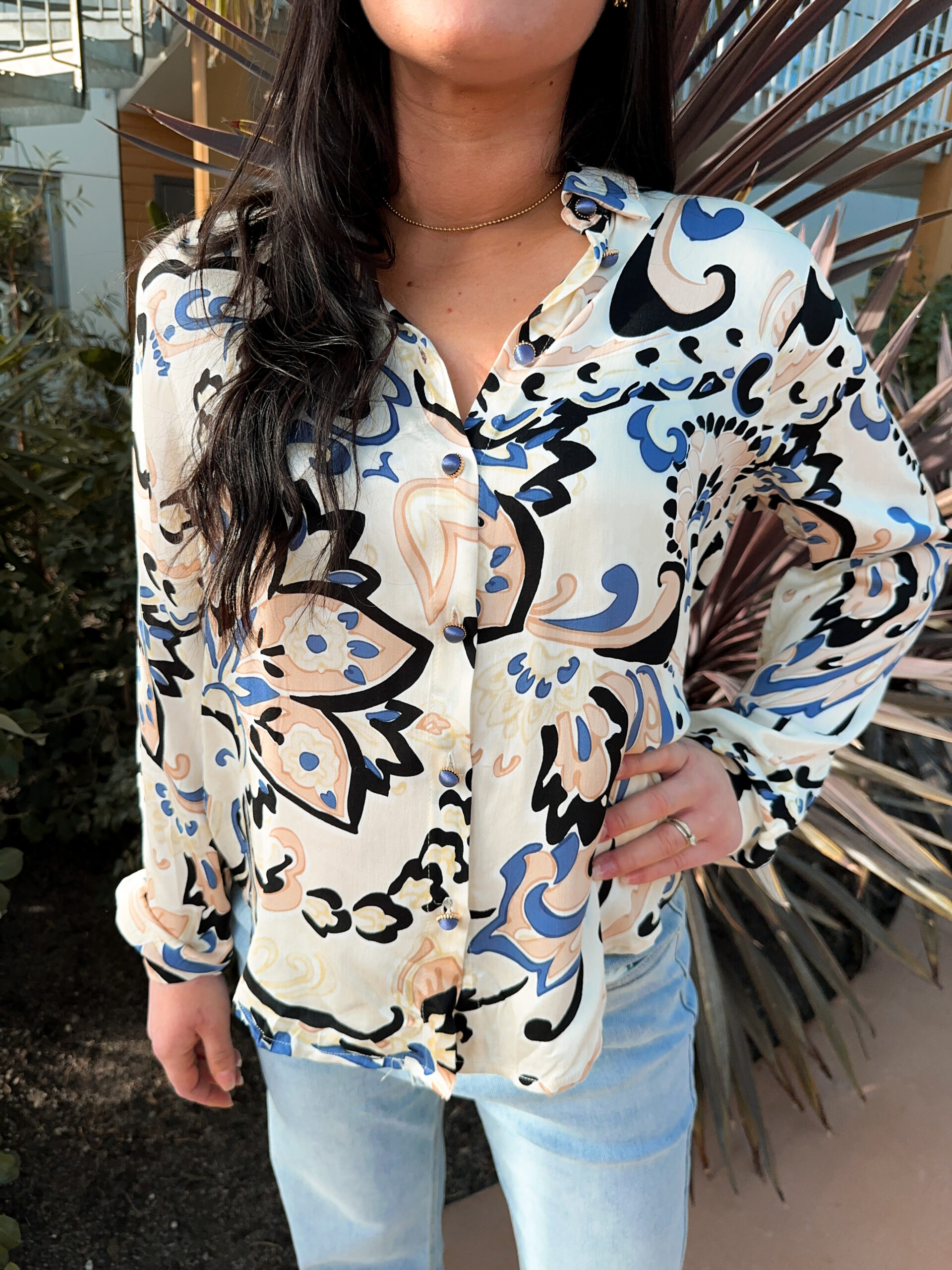 Blå Paisleymönstrad Blus - Bild 3