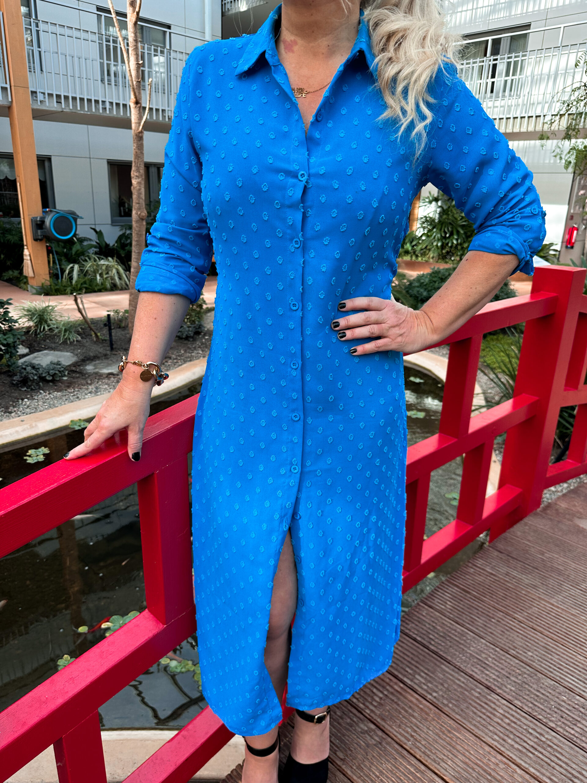 Blå Skjortklänning - Dots