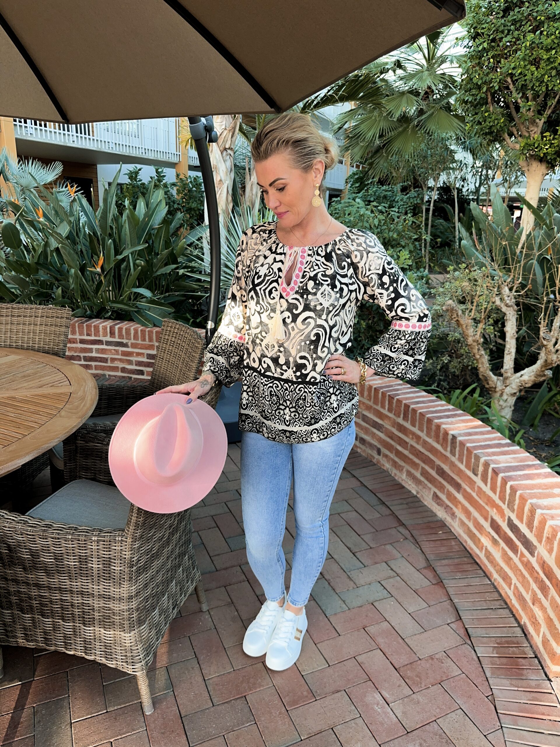 Viskosblus - Paisley - Svart/Rosa - Bild 2