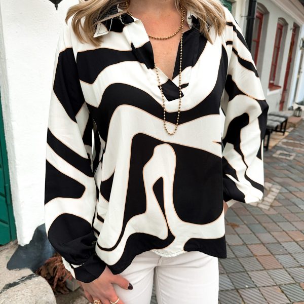 Mönstrad Blus - Svart/Vit