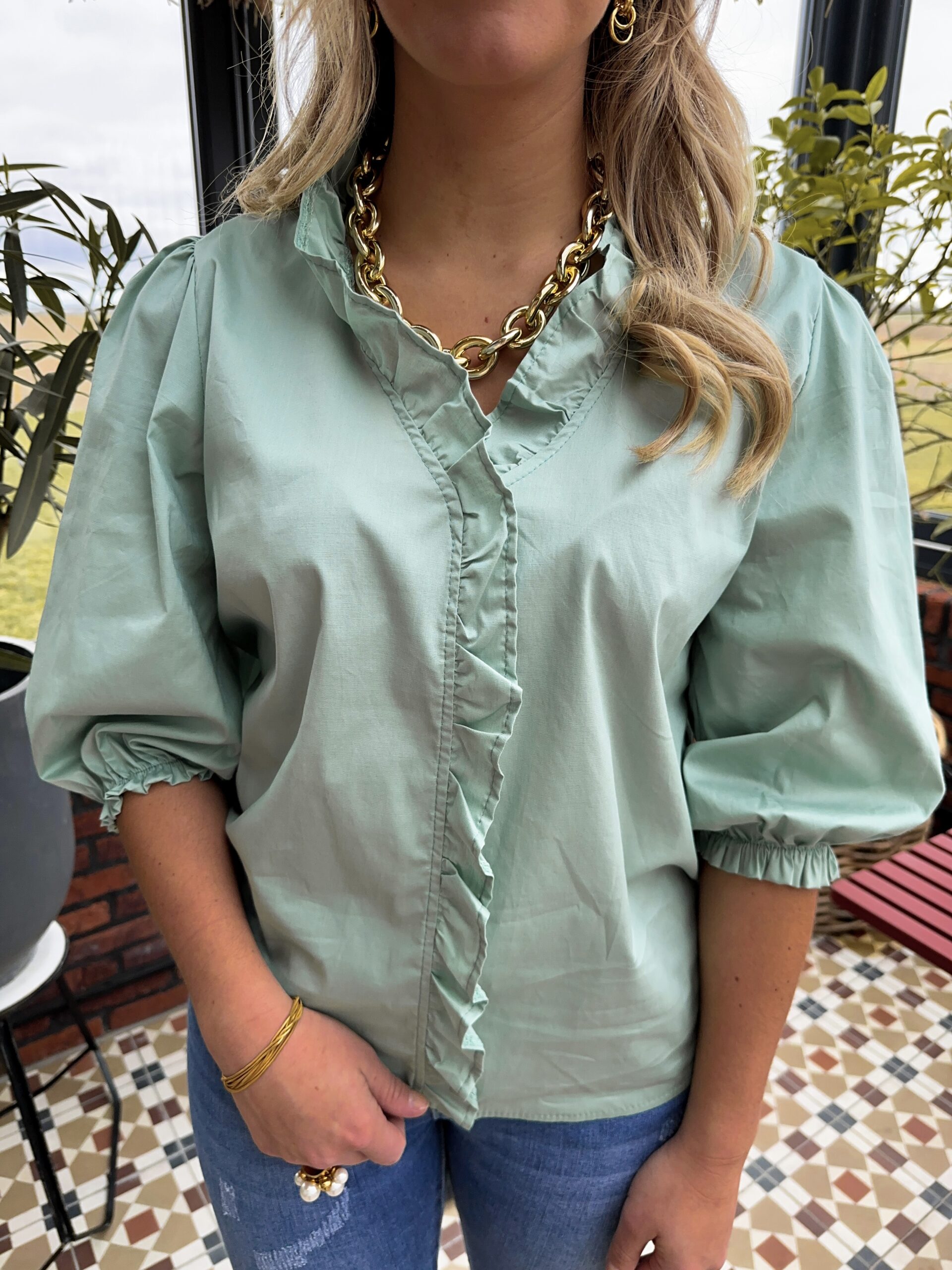 Bomullsblus - Grön - Bild 3