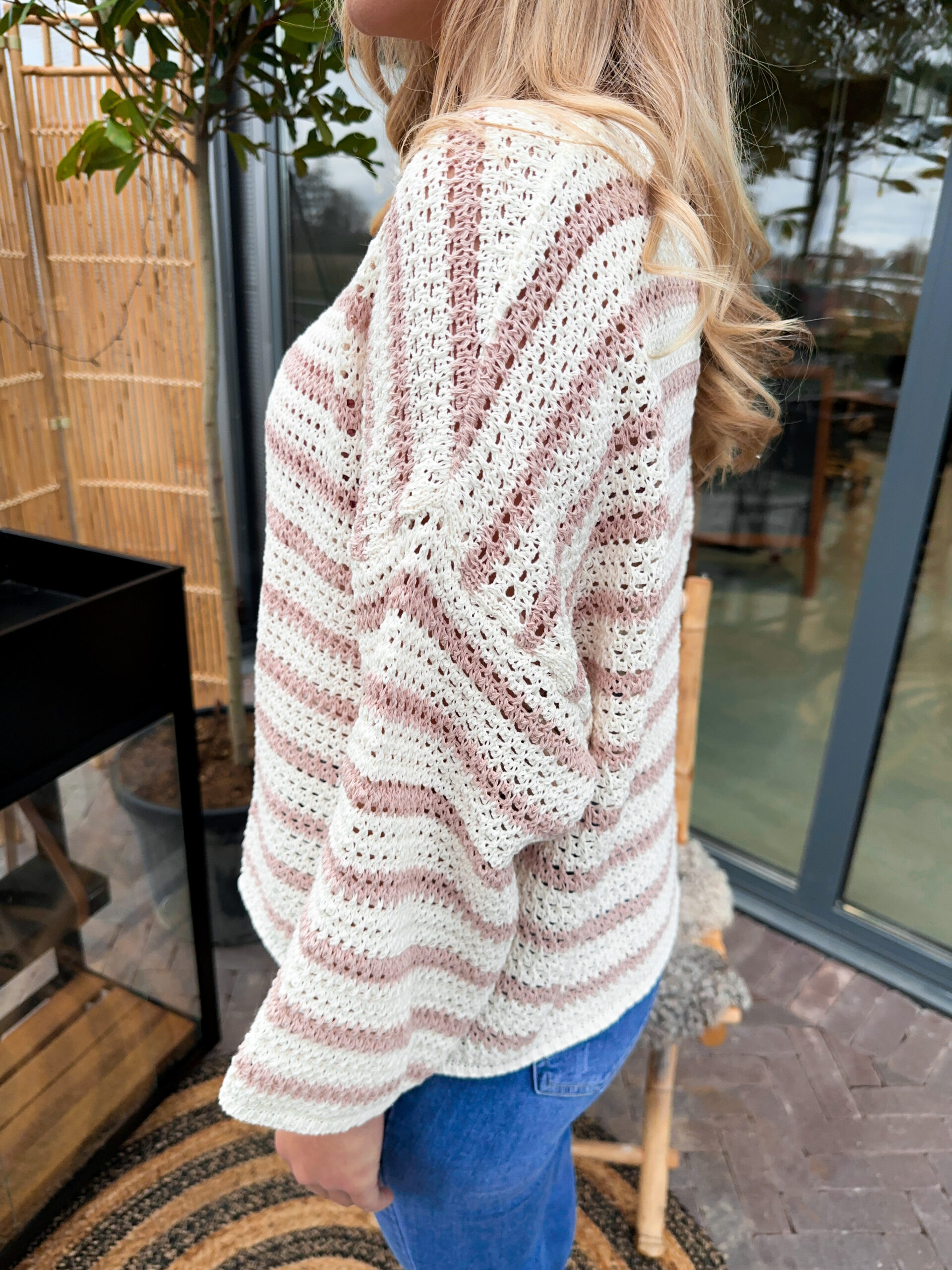 Grovstickad Randig Tröja - Rosa/Vit - Bild 5