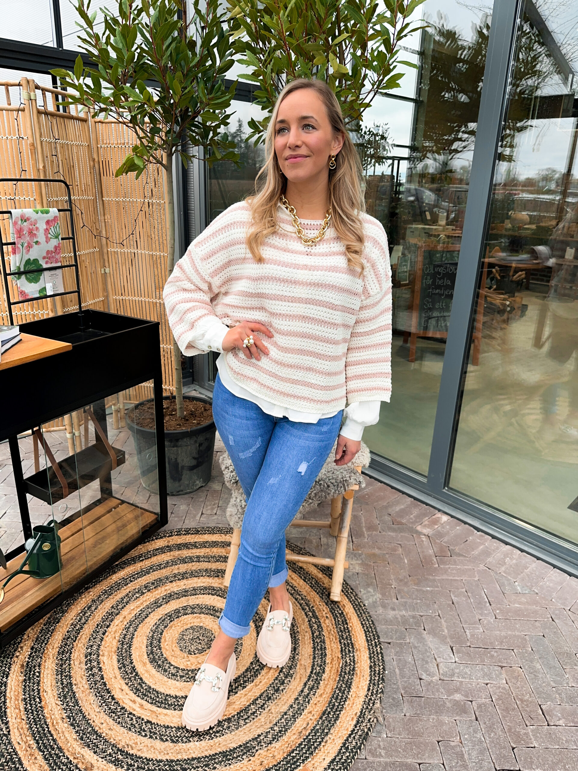 Grovstickad Randig Tröja - Rosa/Vit - Bild 6