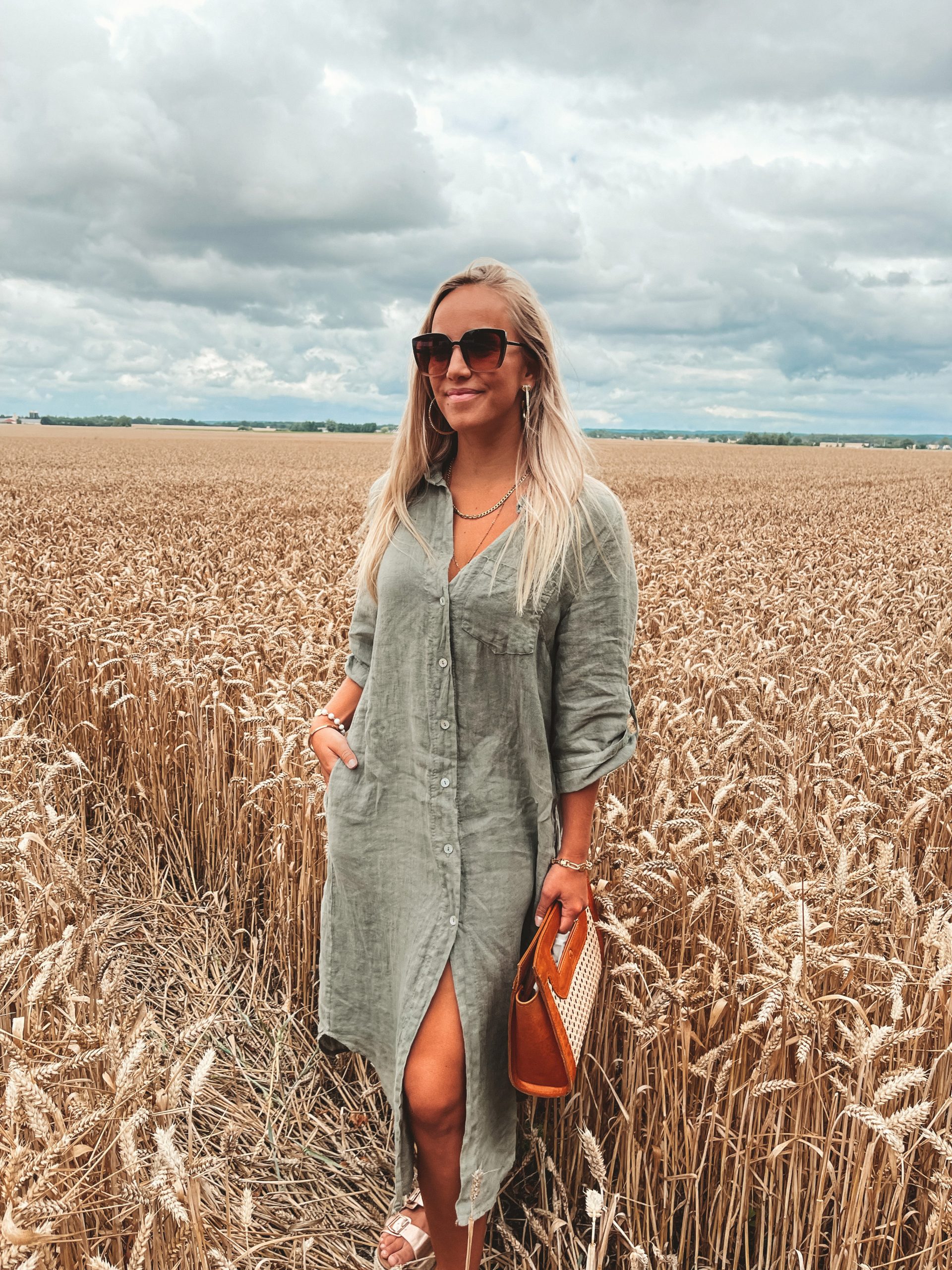 Skjortklänning - Linne - Khaki - Bild 2