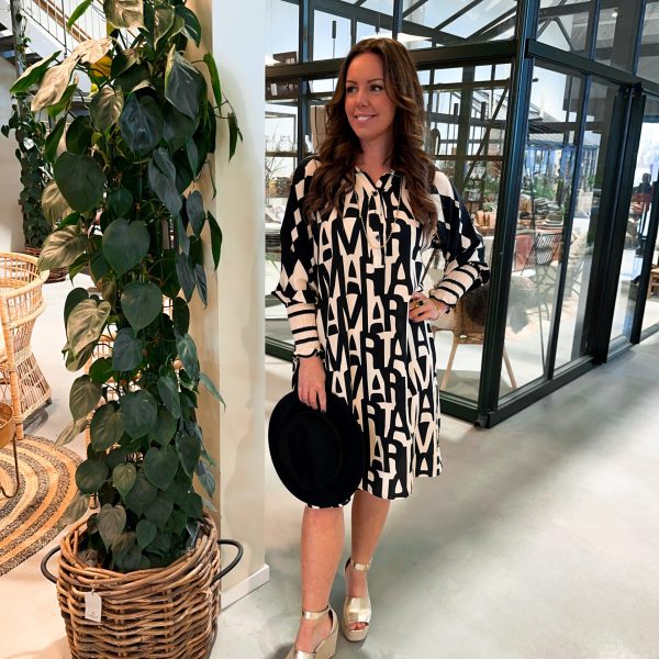 Mönstrad Skjortklänning - Svart