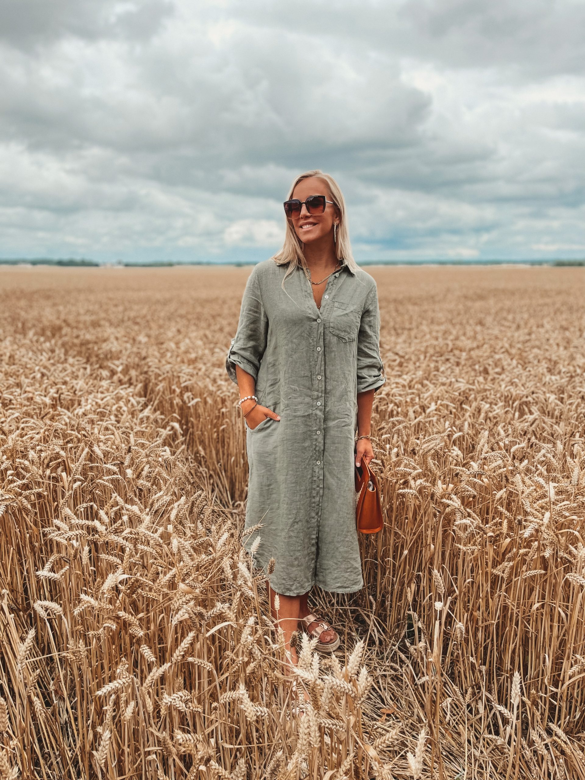 Skjortklänning - Linne - Khaki - Bild 3