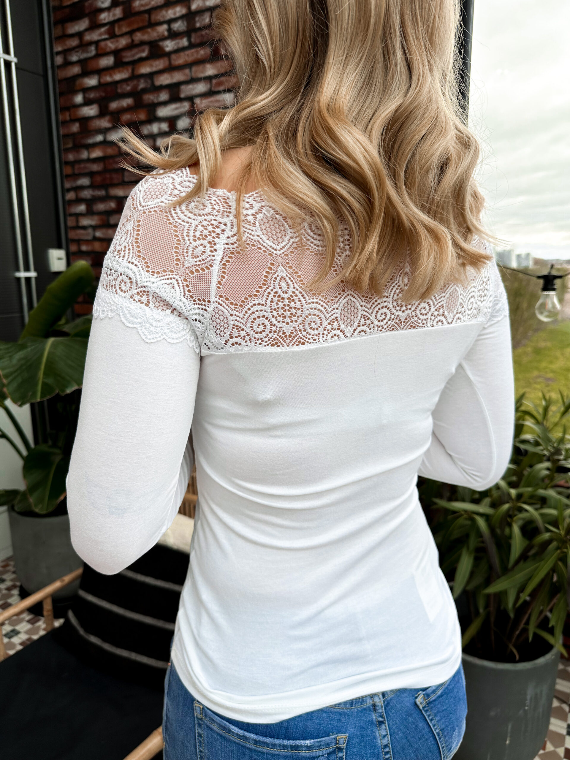 Långärmad Spetstopp - Vit - Bild 3