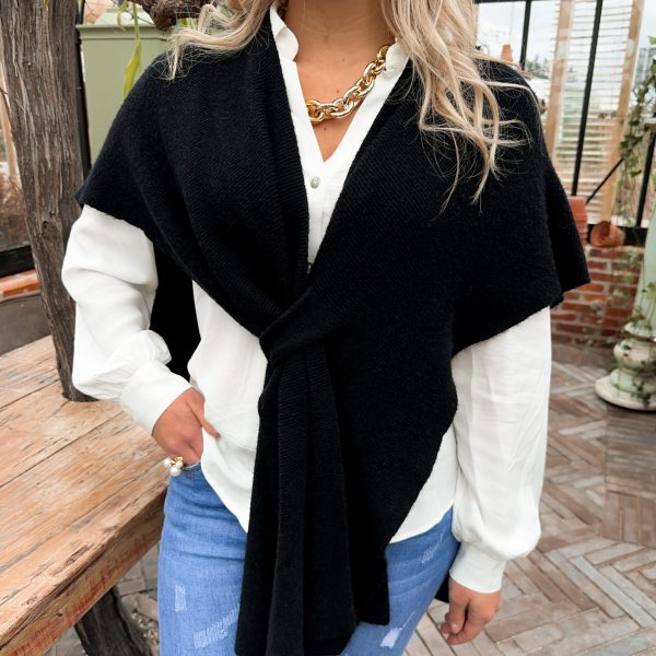 Stickad Poncho - Svart