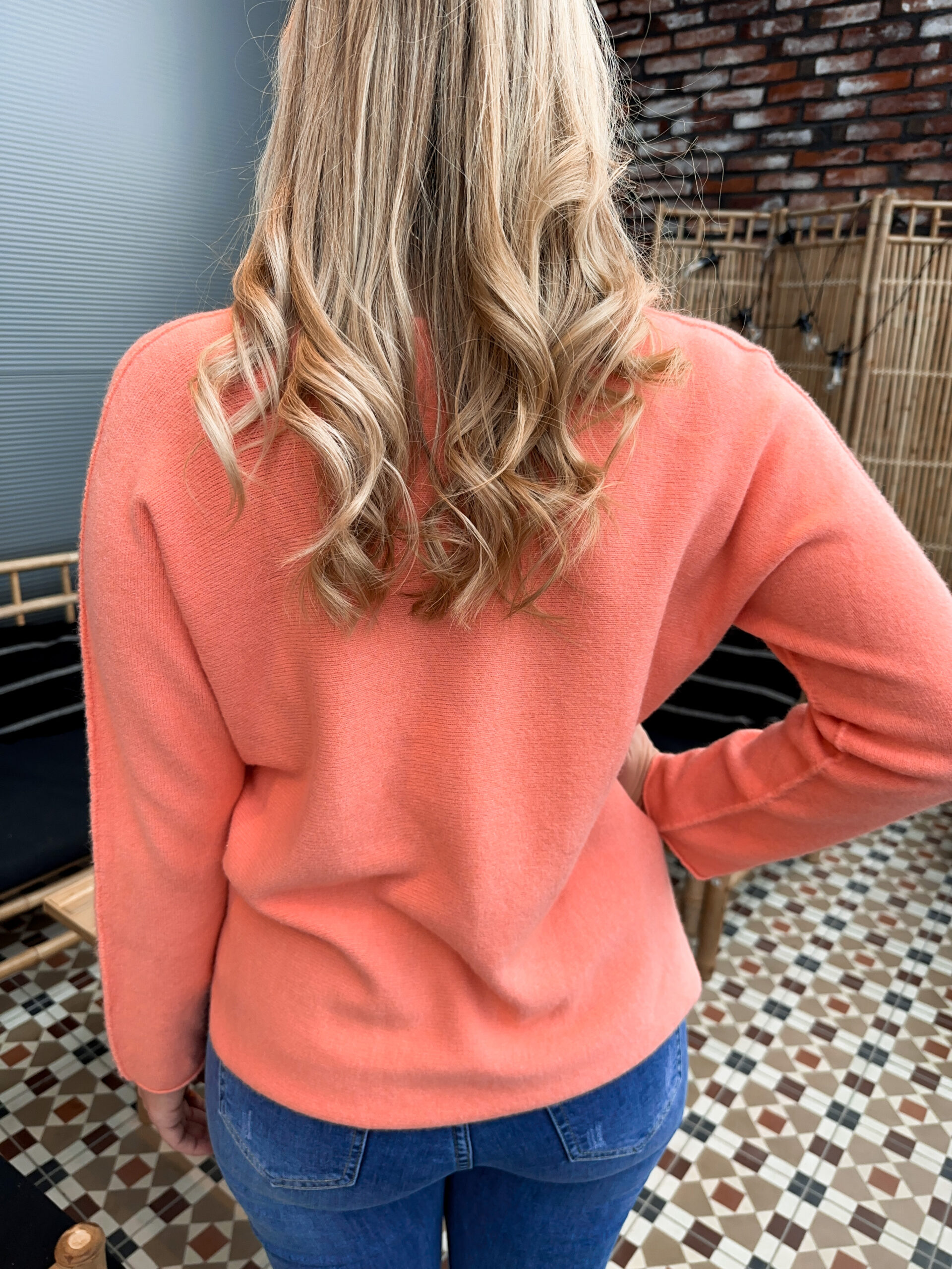 Gosig Stickad Tröja - Korall - Bild 4