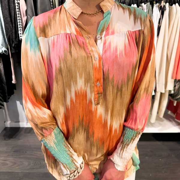 Mönstrad Silkesblus - Multifärgad