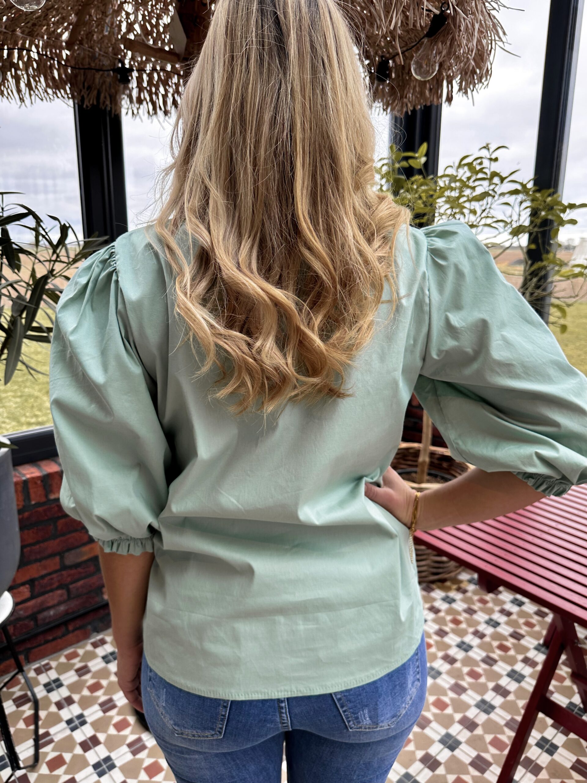 Bomullsblus - Grön - Bild 5