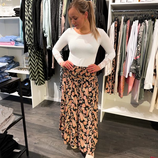 Boho Kjol - Svart Paisley